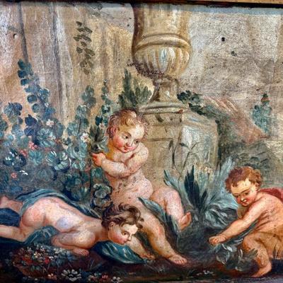 Sale Photo Thumbnail #22: 17th century painting remnant with wingless putti (likely Italian) oil on canvas