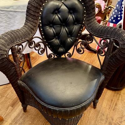 Circa 1900 Heywood-Wakefield rattan corner chair, refinished