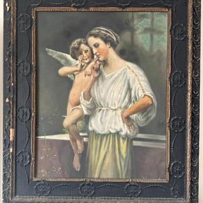 Sale Photo Thumbnail #21: After William Adolphe Bouguereau "Love's Secrets" circa 1900s Oil on board