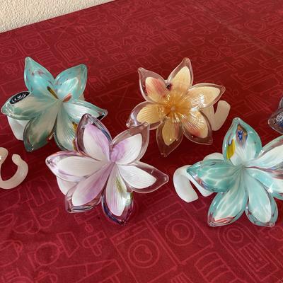 Six Venetian-Style Glass Blown Flowers