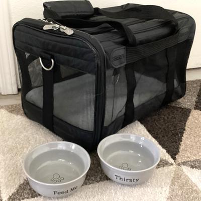 Small Pet Carrier And Bowls