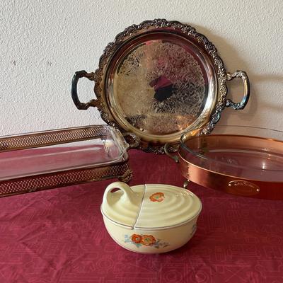 Vintage Silver-plated Platter With Serving Dishes