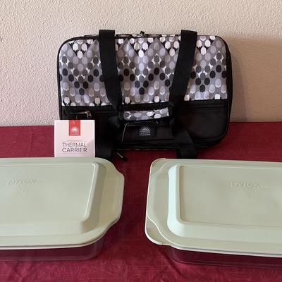 Two Pyrex 9x13 Dishes With Carrier
