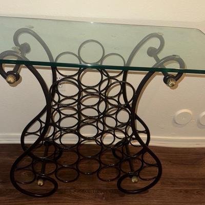 Wine Rack Table W/ Glass Top