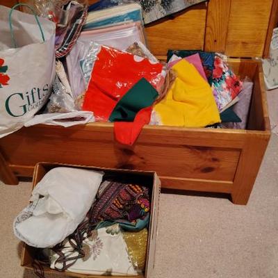 cedar chest and fabrics