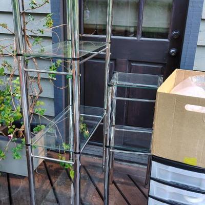 chrome glass etagere