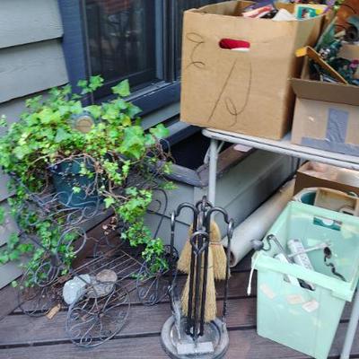 cart and fireplace set