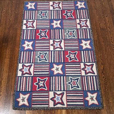 Area Rug - Stars & Stripes | Vintage handmade Company C Rugs & Textiles (Concord, New Hampshire) small wool area rug (80% wool,...