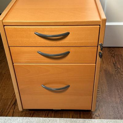 Swedish Style Short File Cabinet | Swedish-style three drawer file cabinet with lock/key for storing computer and/or important papers. -...