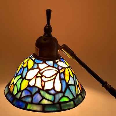 Tiffany Style Floor Lamp | Tiffany-style floor lamp, featuring a stained glass lamp shade with a floral pattern, sturdy base/column and...