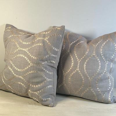 (2pc) Throw Pillows - "Charlotte Blue" | Gracious Living “Illuminate” Collection burlap throw pillows in “Charlotte Blue” with...