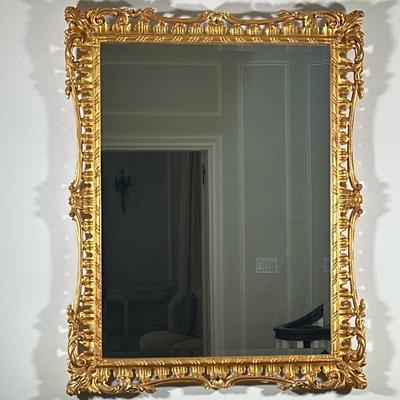 Giltwood Rectangular Wall Mirror | Large carved giltwood rectangular wall mirror, with detailed ornate scrollwork and rich...
