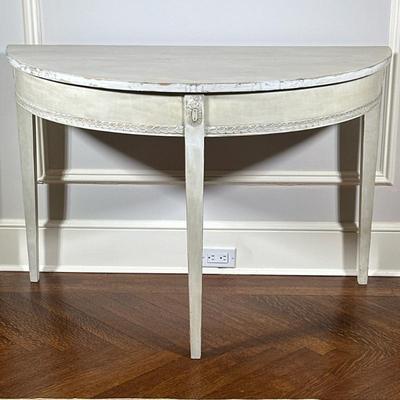 Neoclassical Style Demilune Table - 1/2 | Antique (19th century) Swedish/Baltic Neoclassical style white-painted demilune consoles, with...