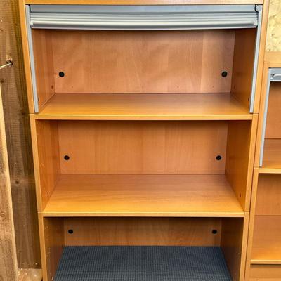 Swedish Style Two-Shelf Module with Blind - 1/2 | Swedish-style two-shelf bookshelf module with pull-down blind. - h. 47.25 x w. 33 x d....