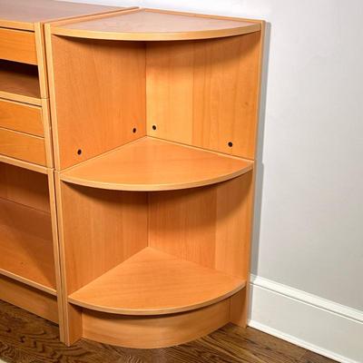 Swedish Style Two-Shelf Corner Round | Swedish-style two-shelf corner round, as additional storage to a bookshelf. - h. 39 x d. 16 in
