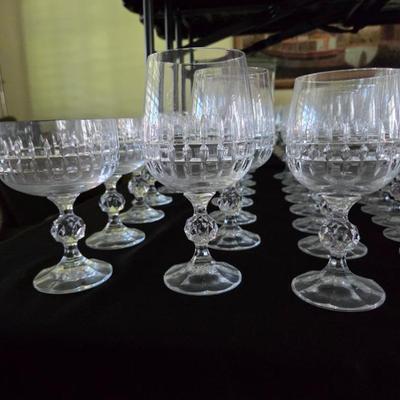 Vintage Belfast by Bohemia Crystal-Crystalex~~Lot of 8: Champagne/Tall Sherbert Glasses~~Lot of 8: Water Goblets~~Lot of 8: Wine Glasses