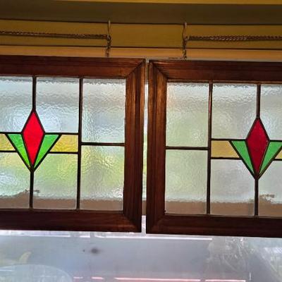 2 Framed Stain-glass windows 11.62 X 18.3~~Sold Individually