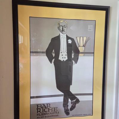 Vintage "Bar Riche" Fine Art Deco Poster Lithograph by German Artist Hans Rudi Erdt S2. #41