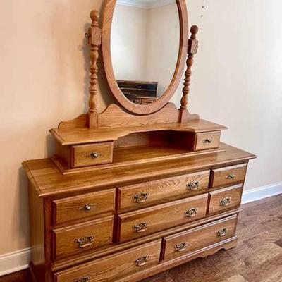 030-MBR: Oak Dresser and Mirror