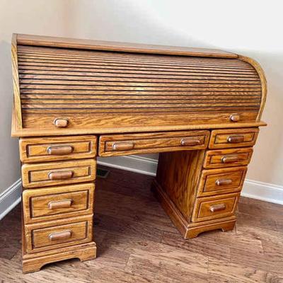 032-MBR: Oak Roll-Top Desk
