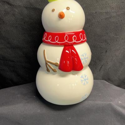 BE180 Be Merry Snowman Cookie Jar 