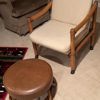 Wooden Chair And Footrest 