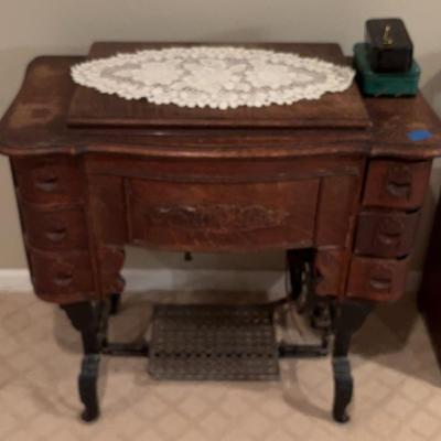 Antique White Rotary Sewing Machine Table 