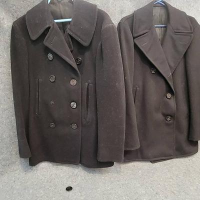 2 Vintage U.S. Navy Peacoats | WWII & Mid-Century | Wool, Anchor Buttons, Naval Reserve Markings