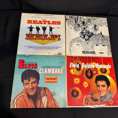 Vinyl Records | Beatles “Help!” & “Revolver” + Elvis “Clambake” & “Golden Records”