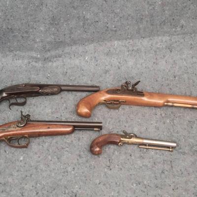Lot of 4 Black Powder-Style Pistols – Mixed Styles for Display