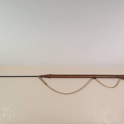 Vintage Wooden & Metal Harpoon Spear with Rope – Nautical Maritime Wall Decor