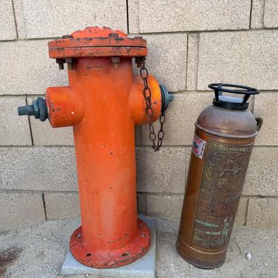 Vintage LAFD Fire Hydrant & Elkhart Brass MFG Co. Fire Extinguisher 