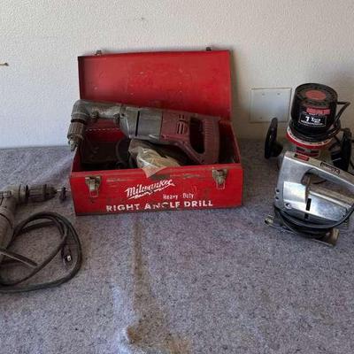Vintage Power Tools | Milwaukee Hole-Shooter, Right-Angle Drill, Chicago Jigsaw & Router