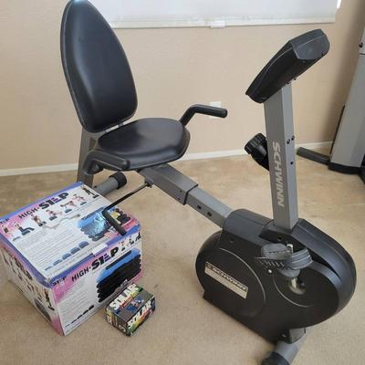 Schwinn 215P Recumbent Bike + High-Step Aerobic Trainer + Solar Weights