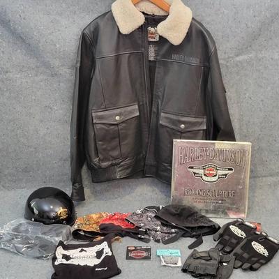 Harley-Davidson Men’s XL Leather Jacket & Motorcycle Gear Lot