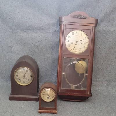 Antique Mantel & Wall Clocks – Lot of 3