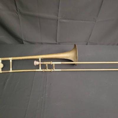 Vintage Brass Trombone | Octagonal Brace | Patina Finish | Musical Instrument