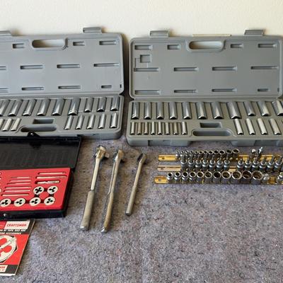 Lot of Hand Tools – Sockets, Ratchets & Tap and Die Set Craftsman Dies | SAE | MET 
