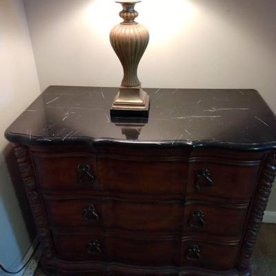 Stone Top Three Drawer Night Stand 1