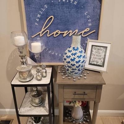 Marble Top Plant Stand, Side Table, & Decor 