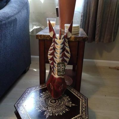 Stone top End Table And Decor