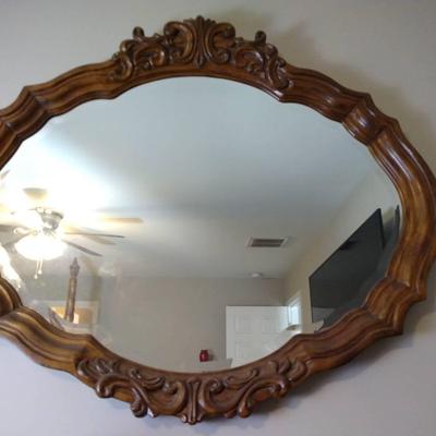 Oval Wood frame Mirror