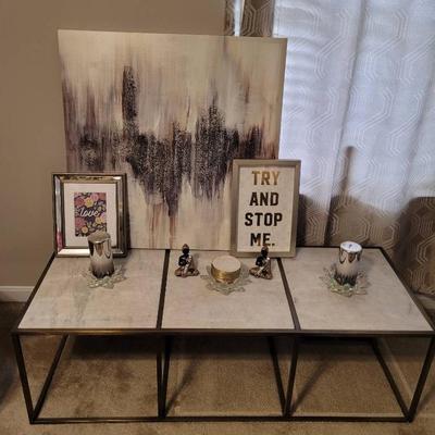 Brass World Int'l Marble Top Table & Decor
