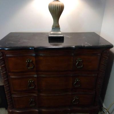 Stone Top Three Drawer Night Stand 2