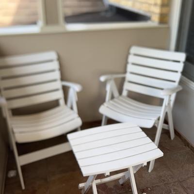 Two Outdoor Chairs And Table