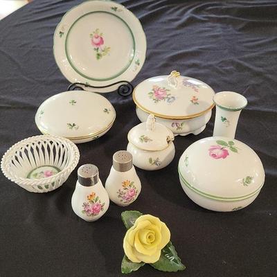 7 Pieces Wien Austrian China, 2 Pieces Herend & Herend Rose