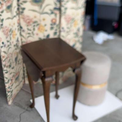 Expandable Side Table,  Floral Screen & Ottoman