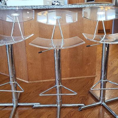 3 Lucite Bar Stools