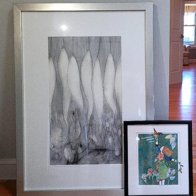 Large Framed abstract print & 3D Paper Art 