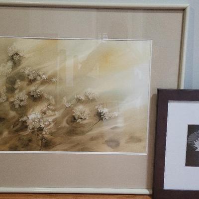 Framed Floral Print, Black/white Photo, Standing Mirror